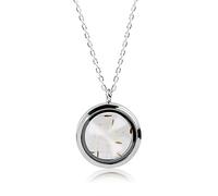 MadamLili - Real Dandelion Silver Pendant Set - Locket Necklace 70 cm Long - Silver-Plated - Handmade - Dandelion Seeds Natural Jewellery Amulet Chain - Exclusive Jewellery Box, Glass