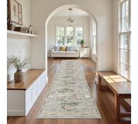 Madane Hallway Runner Rug 2x12, Extra Long Washable Runner Rugs with Rubber Backing, Non Slip Carpet Runner for Hallway, Vintage Rug Runners for Kitchen Laundry Room Entryway (Green, 2'x12')