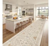 Madane Hallway Runner Rug 3x18 - Kitchen Rugs 18ft Washable Entryway Rug Vintage Kitchen Runners Non Slip Indoor Area Rug Farmhouse Carpet Runner for Bathroom Living Room Bedroom, Beige/Blue