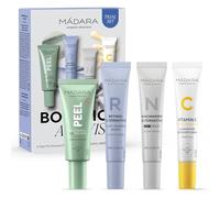 MÁDARA Botanic Activist 4-Stage Mini Renewal Kit - AHA Scrub, Retinol Alternative, Niacinamide Serum & Vitamin C Cream - Natural Skincare Gift, Perfect for Christmas