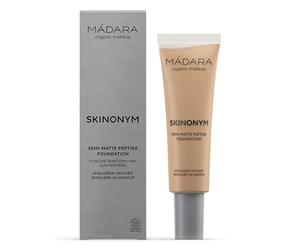 MÁDARA Organic Skincare | SKINONYM Semi-Matte Foundation #55 Clay, - Boosted by Collagen-Supporting Peptides, Semi-Matte Finish, Adapts to The Skin's Texture - 30ml