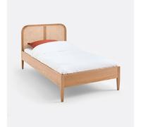 Madara Single Bed in Rattan Cane, Oak and Veneer with Bed Base Oak