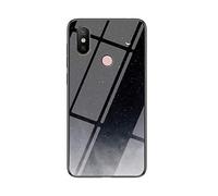 MadBee Case for Xiaomi Mi A2 / Mi 6X [with Screen Protector],9H Tempered Glass Back Cover [Starry Sky] + Soft TPU Silicone Bumper [Shock Absorption] Fully Protective Case (Black Starry Sky)