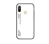 MadBee Case for Xiaomi Mi Max 3 [with Screen Protector],9H Tempered Glass Back Cover [Gradient Color Design] + Soft TPU Silicone Bumper [Shock Absorption] Fully Protective Case (White)