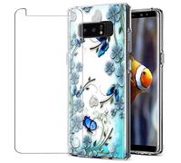 MadBee For Galaxy Note 8 Case + Screen Protector, Colorful Pattern Printed Design Clear Soft Flexible TPU Protective Cover Case for Samsung Galaxy Note 8 (Butterfly)