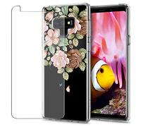 MadBee For Galaxy Note 9 Case + Screen Protector, Colorful Pattern Printed Design Clear Soft Flexible TPU Protective Cover Case for Samsung Galaxy Note 9 (Flower 1)