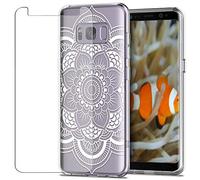 MadBee For Galaxy S8 Plus Case + Screen Protector, Colorful Pattern Printed Design Clear Soft Flexible TPU Protective Cover Case for Samsung Galaxy S8 Plus (White 2)