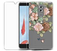 MadBee For Huawei Honor 6X Case + Screen Protector, Colorful Pattern Printed Design Clear Soft Flexible TPU Protective Cover Case for Huawei Honor 6X (Flower 1)