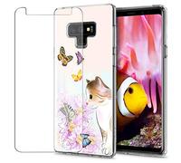 MadBee Galaxy Note 9 Case + Tempered Glass Screen Protector, Colorful Pattern Printed Design Clear Soft Flexible TPU Protective Cover Case for Samsung Galaxy Note 9 (Cat 2)