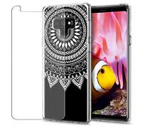 MadBee Galaxy Note 9 Case + Tempered Glass Screen Protector, Colorful Pattern Printed Design Clear Soft Flexible TPU Protective Cover Case for Samsung Galaxy Note 9 (White 3)