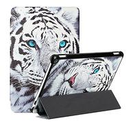 MadBee Slim Case for All-New Amazon Fire HD 10/HD 10 Plus (11th Gen, 2021 Release), PU Leather Wallet Case Colorful Pattern Design Tri-fold Stand Protective Cover Case with Auto Sleep/Wake (Tiger)