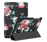 MadBee Slim Case for Lenovo Tab M10 Plus/TB-X606X/TB-X606F, PU Leather Wallet Case Colorful Pattern Design Tri-fold Stand Protective Cover Case [No Auto Sleep/Wake] (Flower)