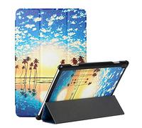 MadBee Slim Case for Lenovo Tab M10 TB-X605F/TB-X505F, PU Leather Wallet Case Colorful Pattern Design Tri-fold Stand Protective Cover Case [No Auto Sleep/Wake] (Sea)
