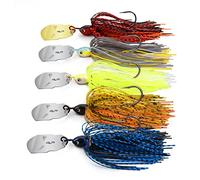MadBite by KastKing Bladed Jig Fishing Lures, 5 pc Multi-Color Kits, Irresistible Vibrating Action, Sticky-Sharp Heavy-Wire Needle Point Hooks, Popular 3/8 oz Sizes, Includes Storage Box