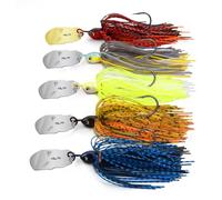 MadBite by KastKing Bladed Jig Fishing Lures, 5 pc Multi-Color Kits, Irresistible Vibrating Action,Sticky-Sharp Heavy-Wire Needle Point Hooks, 3/8 oz Sizes, Includes Storage Box