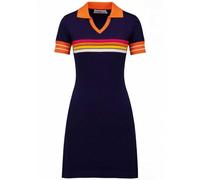 Madcap England All-Nighter Women’s Northern Soul Mod Knitted Dress - Retro 70s Stripe Skipper Neck Cotton Dress MC1156 (UK, Numeric, 8, Regular, Regular, Navy)