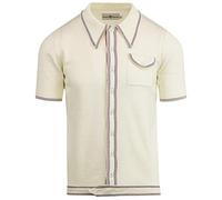 Madcap England Crawdaddy Retro Mod 60s 70s 1960s 1970s Short Sleeve Dagger Collar Knitted Polo Cardigan Shirt