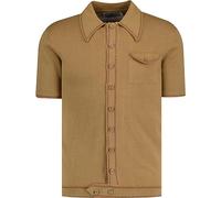 Madcap England Crawdaddy Retro Mod 60s 70s 1960s 1970s Short Sleeve Dagger Spear Collar Knitted Polo Cardigan Shirt (3XL, Fall Leaf)