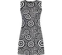 Madcap England Daytripper Retro 60s Mod Mini Sleeveless Shift Dress Printed Oz Targets MC557 (as8, Numeric, Numeric_14, Regular, Regular, Black/White)