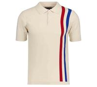 Madcap England Men's Polo Shirt Retro Mod Racer Racing Stripe Knitted Short Sleeve 60s 70s Slim Fit Beck MC1037 (UK, Alpha, L, Regular, Regular, Birch)