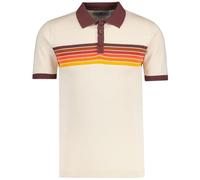 Madcap England Men's Retro 50s 60s 70s 80s 90s Knitted Gradient Contrast Collar Short Sleeve Cotton Polo Shirt Mixtape MC1084 (UK, Alpha, L, Regular, Regular, Birch)