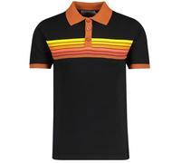 Madcap England Men's Retro 50s 60s 70s 80s 90s Knitted Gradient Contrast Collar Short Sleeve Cotton Polo Shirt Mixtape MC1084 (UK, Alpha, 3XL, Regular, Regular, Black)