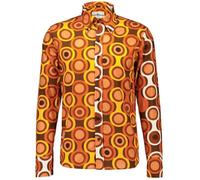 Madcap England Mens Retro 60s 70s Mod Slim Fit Men's Button Down Long Sleeve Shirt Trip Psych-Out MC519 (UK, Alpha, S, Regular, Regular, Emperador)