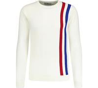 Madcap England Men's Retro 60s Mod Twin Stripe Knitted Racing Jumper Sweater Top MC01 (as8, Alpha, 3X_l, Regular, Regular, Winter White)