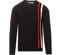 Madcap England Men's Retro 60s Mod Twin Stripe Knitted Racing Jumper Sweater Top MC01 (as8, Alpha, x_l, Regular, Regular, Black)
