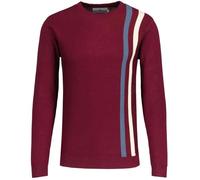 Madcap England Men's Retro 60s Mod Twin Stripe Knitted Racing Jumper Sweater Top MC01 (UK, Alpha, L, Regular, Regular, Zinfandel)