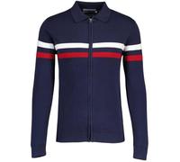 Madcap England Men's Retro 70s 80s 90s Mavers Knitted Zip Through Track Top Cardigan Mavers MC98 (UK, Alpha, 3XL, Regular, Regular, Navy)