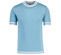 Madcap England Men's Retro Knitted Mod 60s 70s Tipped Short Sleeve Moon T-Shirt Tee Top MC255 (UK, Alpha, L, Regular, Regular, Air Blue)