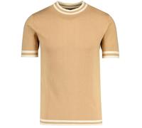 Madcap England Men's Retro Knitted Mod 60s 70s Tipped Short Sleeve Moon T-Shirt Tee Top MC255 (UK, Alpha, XXL, Regular, Regular, Latte)