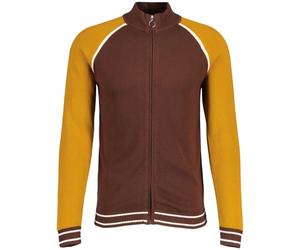 Madcap England Men's Retro Knitted Track Jacket, Color Block Details, Vintage Inspired 1970s Styling, Zip Front (UK, Alpha, L, Regular, Regular, Potting Soil)