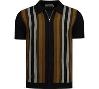 Madcap England Men's Retro Mod 50s 60s 70s Vintage Style Zip Through Fine Gauge Knitted Polo MC333 (UK, Alpha, S, Regular, Regular, Black)