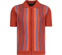 Madcap England Men's Retro Mod 50s 60s 70s Vintage Style Zip Through Fine Gauge Knitted Polo MC333 (UK, Alpha, M, Regular, Regular, Picante)