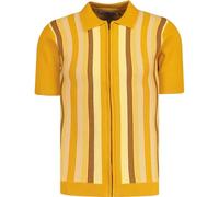 Madcap England Men's Retro Mod 50s 60s 70s Vintage Style Zip Through Fine Gauge Knitted Polo MC333 (UK, Alpha, 3XL, Regular, Regular, Golden Glow)