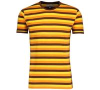 Madcap England Men's Retro Mod 60s 70s 80s Striped T-Shirt Slim Fit Tri-Stripe Stripey Ringer Tee Beatwave MC1121 (UK, Alpha, XXL, Regular, Regular, Orange/Yellow/Brown)