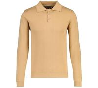 Madcap England Men's Retro Mod 60s 70s Big Collar Long Sleeve Knitted Cotton Polo Brando MC250 (UK, Alpha, M, Regular, Regular, Latte)