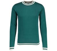 Madcap England Mens Retro Mod 60s 70s Tipped Knitted Long Sleeve Cotton Jumper Sweater Top Moon MC587 (UK, Alpha, L, Regular, Regular, Ponderosa Pine)