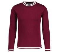 Madcap England Mens Retro Mod 60s 70s Tipped Knitted Long Sleeve Cotton Jumper Sweater Top Moon MC587 (UK, Alpha, 3XL, Regular, Regular, Zinfandel)