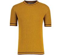 Madcap England Men's Retro Mod 60s 70s Tipped Knitted Waffle Knit T-Shirt Jumper Sweater Top Jet MC1103 (UK, Alpha, S, Regular, Regular, Buckthorn)