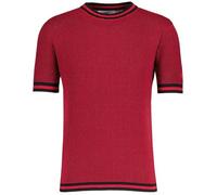 Madcap England Men's Retro Mod 60s 70s Tipped Knitted Waffle Knit T-Shirt Jumper Sweater Top Jet MC1103 (UK, Alpha, XL, Regular, Regular, Jester Red)