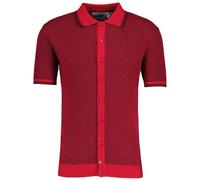 Madcap England Men's Retro Mod 60s 70s Waffle Knit Short Sleeve Polo Cardigan Arrow MC1102 (UK, Alpha, XL, Regular, Regular, Jester Red)