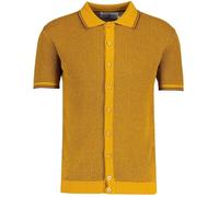 Madcap England Men's Retro Mod 60s 70s Waffle Knit Short Sleeve Polo Cardigan Arrow MC1102 (UK, Alpha, XXL, Regular, Regular, Buckthorn)