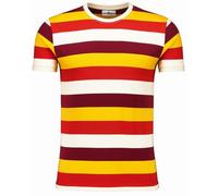 Madcap England Mens Retro Mod 70s 80s 90s Vintage Indie Block Stripe Surf Striped T-Shirt Beatcomber MC515 (UK, Alpha, L, Regular, Regular, Zinfandel Mix)