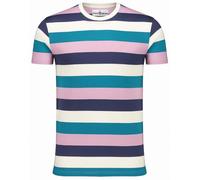Madcap England Mens Retro Mod 70s 80s 90s Vintage Indie Block Stripe Surf Striped T-Shirt Beatcomber MC515 (UK, Alpha, XXL, Regular, Regular, Deep Lake Mix)