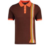 Madcap England Men's Retro Mod 70s 80s Sunburst Stripe Knitted Short Sleeve Polo Santorini MC1100 (UK, Alpha, M, Regular, Regular, Potting Soil)