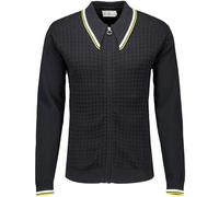 Madcap England Men's Retro Mod Spear Dagger Collar Knitted Zip Through Long Sleeve Polo Cardigan Apollo MC1069 (UK, Alpha, XL, Regular, Regular, Black)