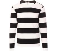 Madcap England Men's Slim Fit Retro Mod Block Stripe Straight Neck 1960s Long Sleeve T-Shirt Ally Pally MC315 (UK, Alpha, XXL, Regular, Regular, Black/White)